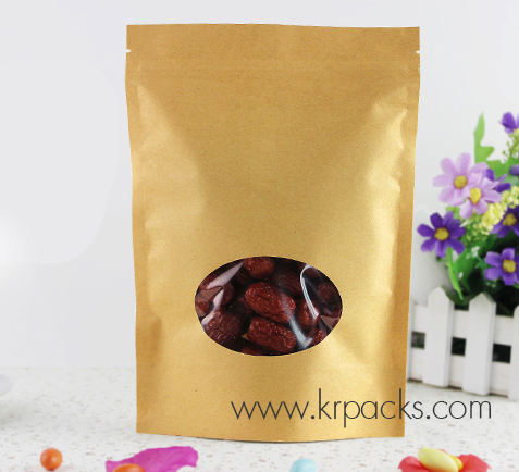 ถุงกระดาษคราฟท์น้ำตาล เจาะหน้าต่างวงรี