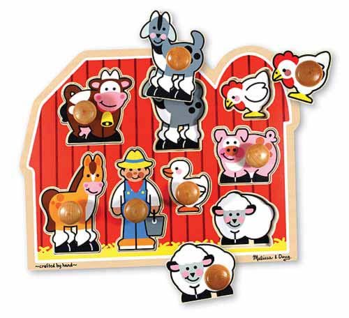 พัซเซิลแบบมีที่จับขนาดจัมโบ้ รุ่นฟาร์ม Large Farm Jumbo Knob รุ่น 3391 Melissa&Doug, ของเล่นเสริมพัฒนาการ, ของเล่นเด็ก,พร้อมส่ง