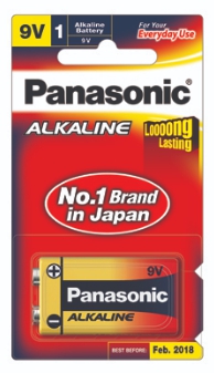 ถ่าน ALKALINE [PANASONIC] 9V 6LR61T/1B (1ก้อน/แพ็ค)
