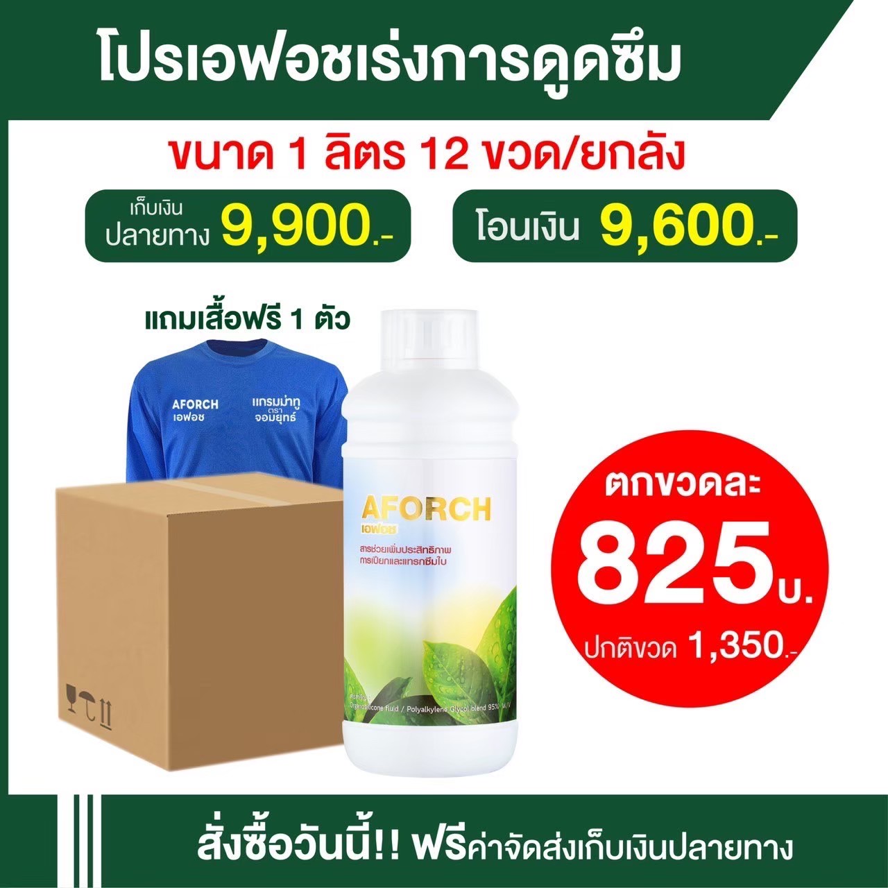 เอฟอช 1ลิตร 1ลัง12ขวด ( แถมฟรี เสื้อเอฟอช 1ตัว)