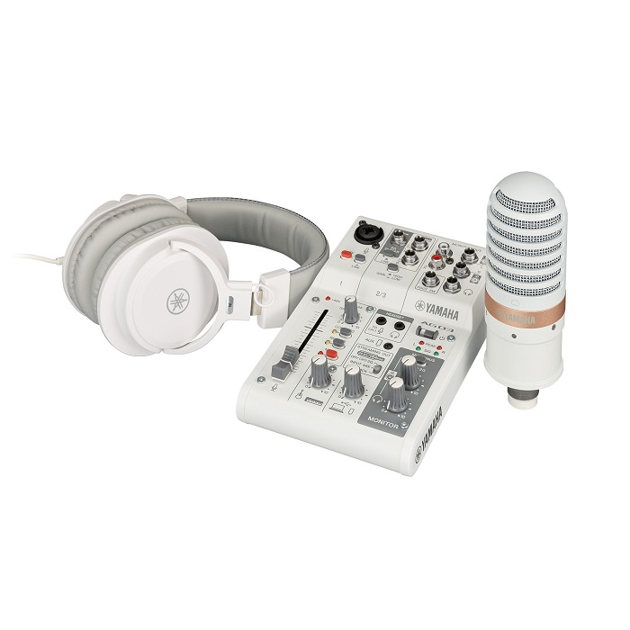 ชุดอุปกรณ์ไลฟ์สตรีม YAMAHA AG03MK2 LSPK includes YCM01, YH-MT1 and XLR microphone cable (Black/White)