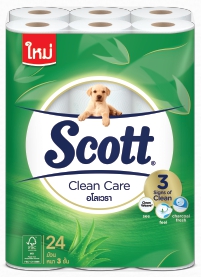 กระดาษชำระม้วนเล็ก [SCOTT] Clean Care หนา3ชั้น (24ม้วน/แพ็ค)
