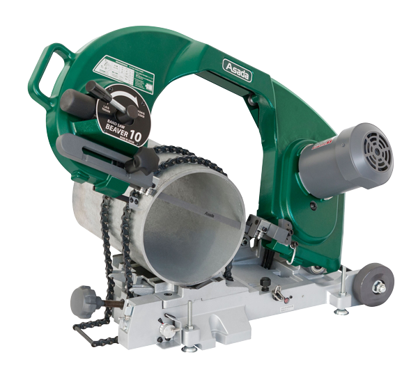 เครื่องเลื่อยสายพาน "ASADA" ตัดท่อสูงสุด 10" 220V. จับแบบโซ่ BANDSAW PIPE CUTTING 10"