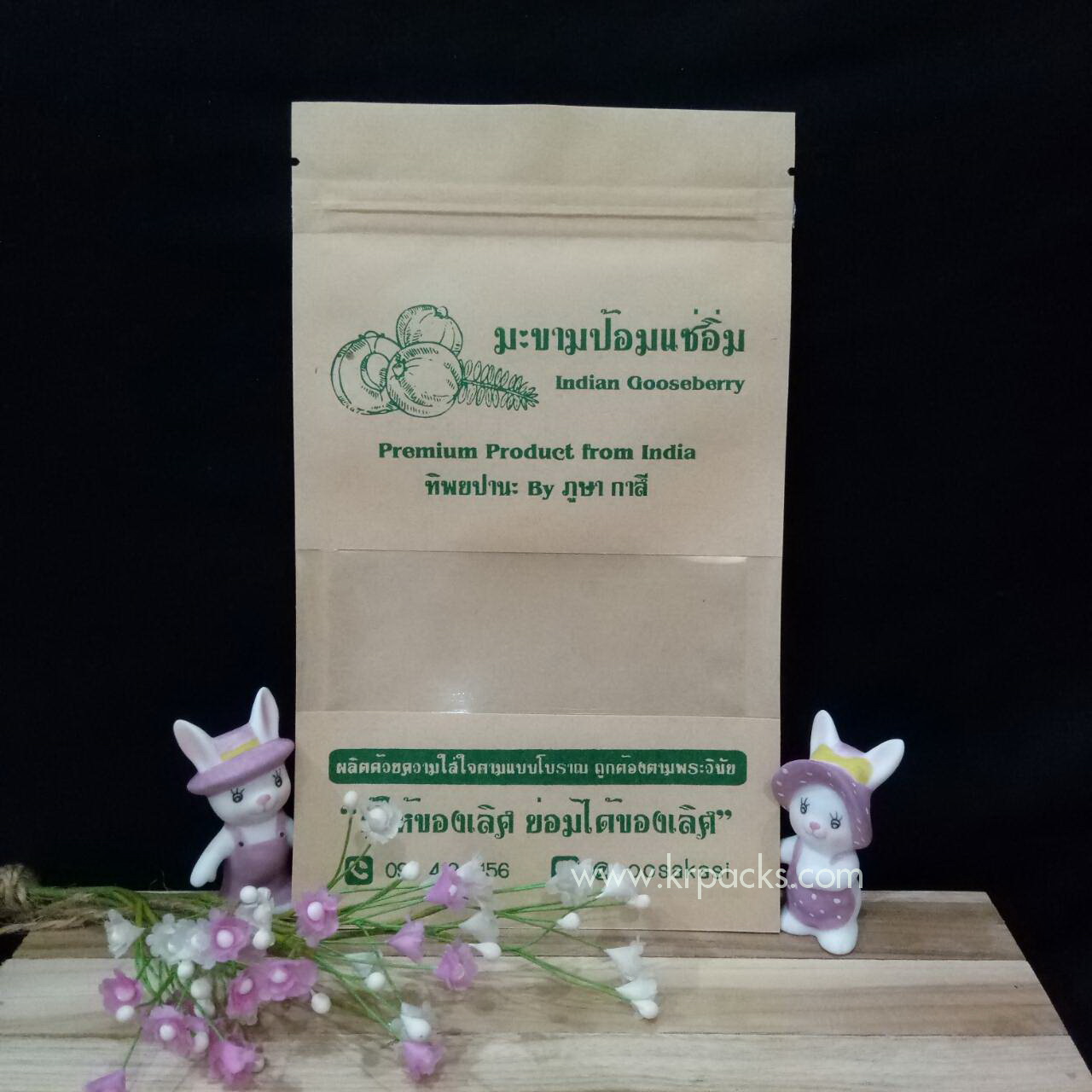 ตัวอย่างงานพิมพ์ถุงกระดาษคราฟท์เจาะหน้าต่างใส