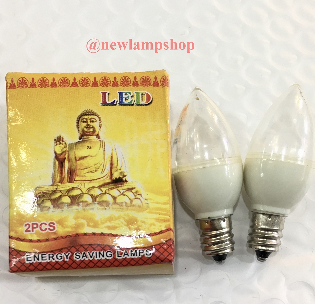 หลอดจำปา หลอดไฟศาลเจ้า LED 1W ขั้วE12 สีขาว กล่องนึงมี 2 ดวง