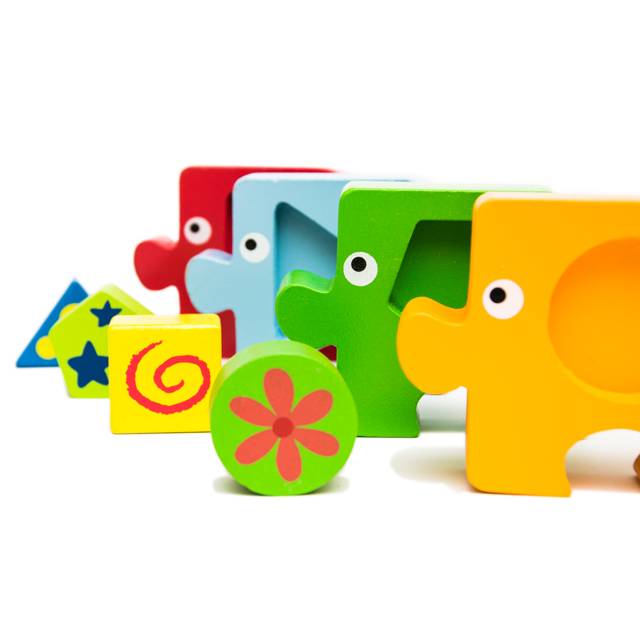 จิ๊กซอว์ช้างน้อยเรขาคณิต ของเล่นไม้ ตัวต่อไม้,จิ๊กซอว์ไม้,ของเล่นเสริมทักษะการเรียนรู้, ของเล่นเสริมพัฒนาการเด็กอนุบาล, สื่อการสอนปฐมวัย, พร้อมส่ง