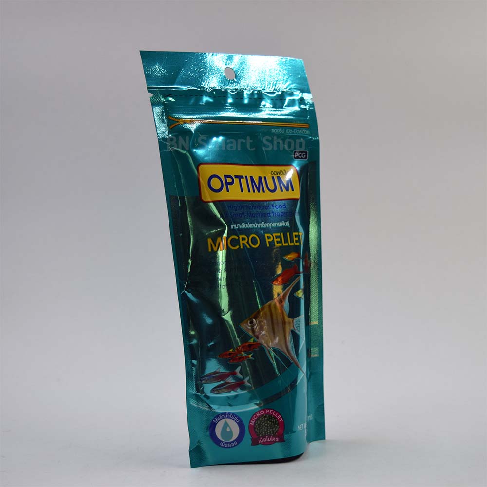 อาหารปลาเม็ดจิ๋ว เหมาะกับปลาปากเล็กทุกสายพันธุ์ OPTIMUM รุ่น Micro Pellet 50 กรัม 1 ซอง เม็ดลอย น้ำไม่ขุ่น