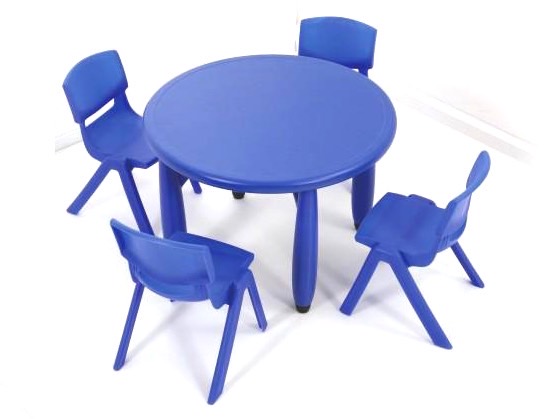 โปรโมชั่น ชุดโต๊ะเรียน เด็กอนุบาล โต๊ะกิจกรรม โต๊ะกลมพลาสติก พร้อมเก้าอี้ 4 ตัว ราคาโรงงาน พร้อมส่ง ส่งฟรี ขนาด 75x50 ซม.