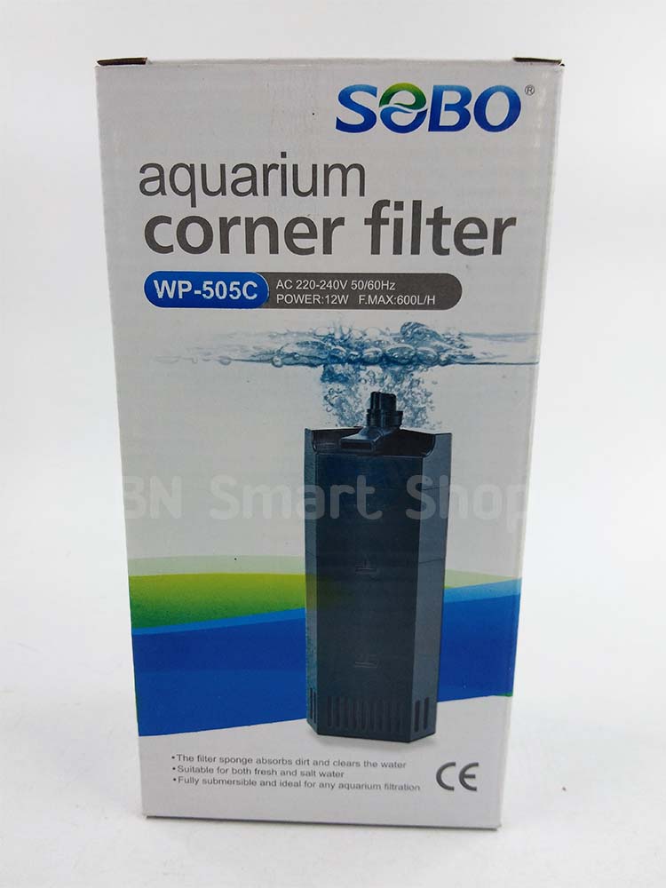 ปั้มน้ำพร้องกรองติดตั้งเข้ากับมุมตู้ SOBO WP-505C ใช้ได้ทั้งน้ำจืดและน้ำเค็ม