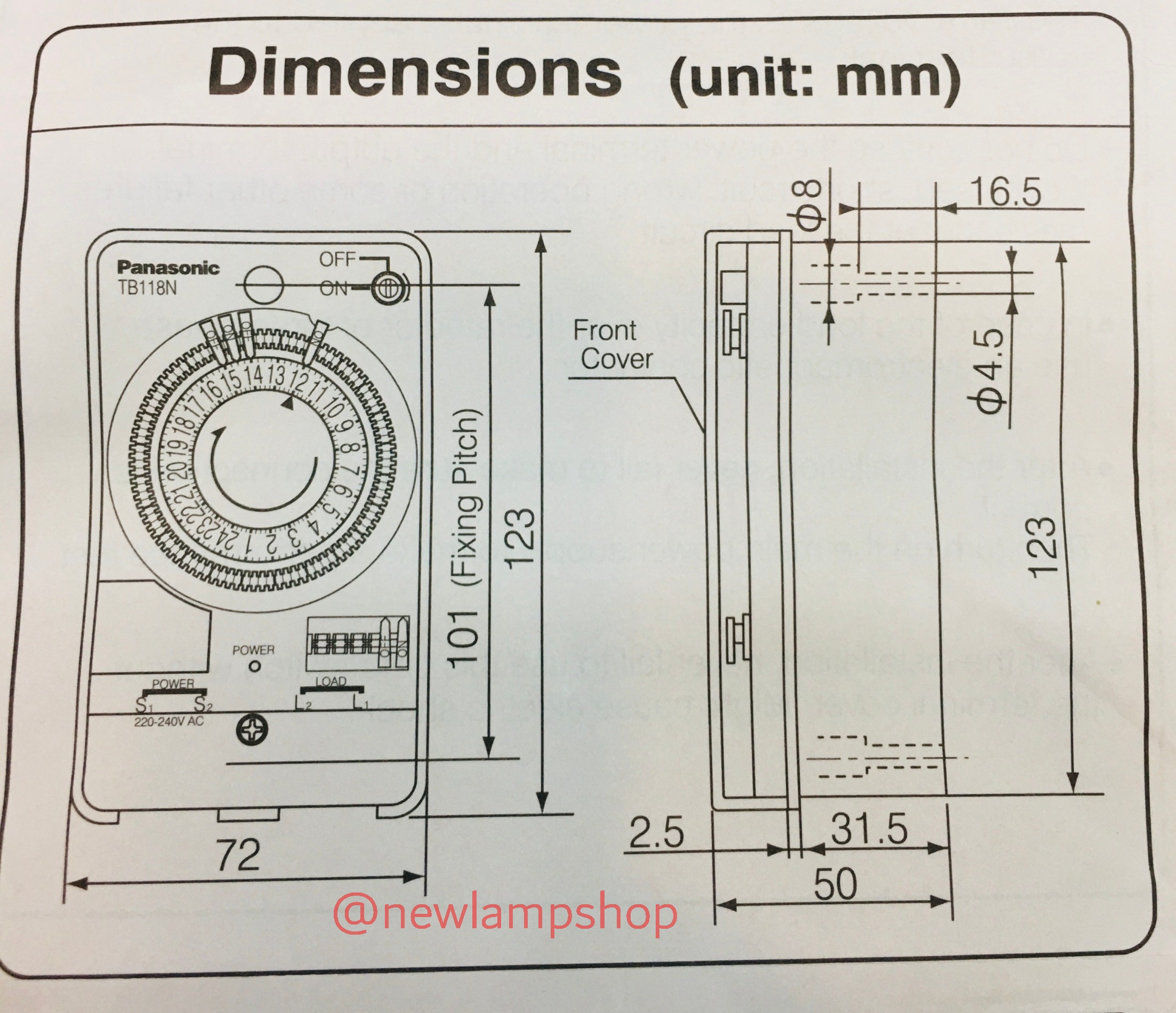 สวิตช์ตั้งเวลา 24 ชั่วโมง Panasonic รุ่นTB178NE5T