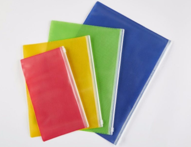 ถุงซิปรูดหน้าใส+หลังสปันบอนด์สี ซองเอกสาร พิมพ์โลโก้ได้