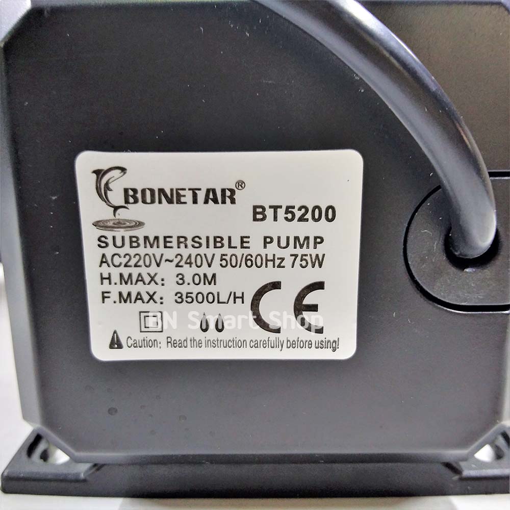 ปั้มน้ำ BONETAR รุ่น BT5200 กำลัง 75 วัตต์ 3500L/H ทำน้ำพุ ทำน้ำวน เพิ่มออกซิเจน