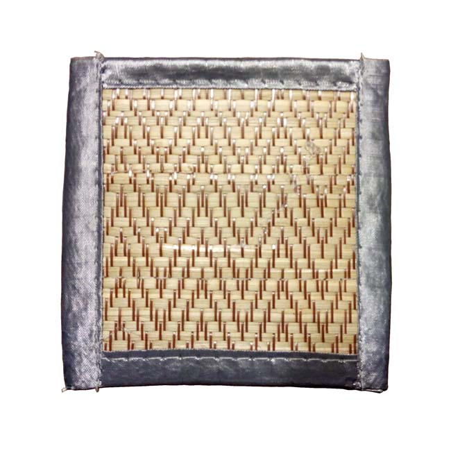 แผ่นรองแก้วน้ำ ต้นกก ขนาด 10 x 10 ซม. ด้านหลัง สีเทา
