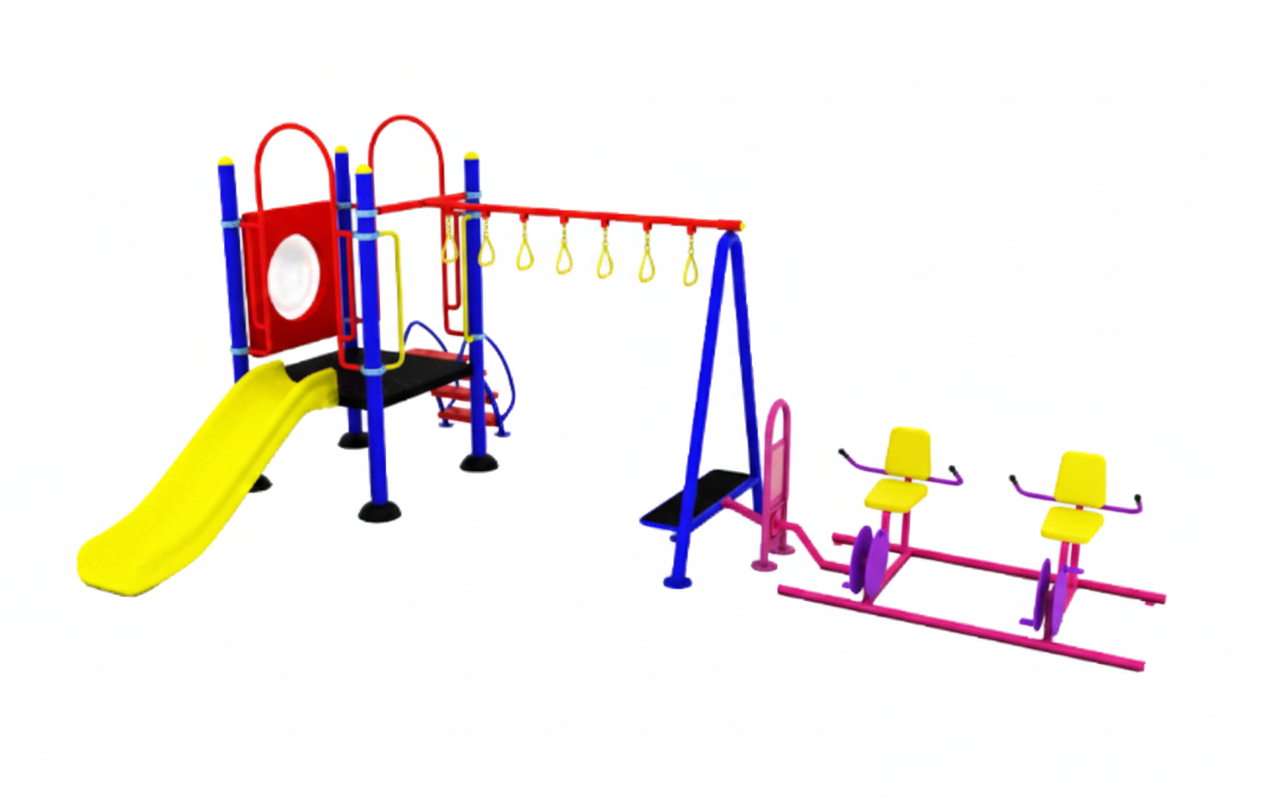 ชุดหอสไลด์80 +ห่วงโหน +จักรยานบัดดี้ เครื่องเล่นสนามกลางแจ้ง เหล็ก ของเล่น สั่งทำ 10-20 วัน