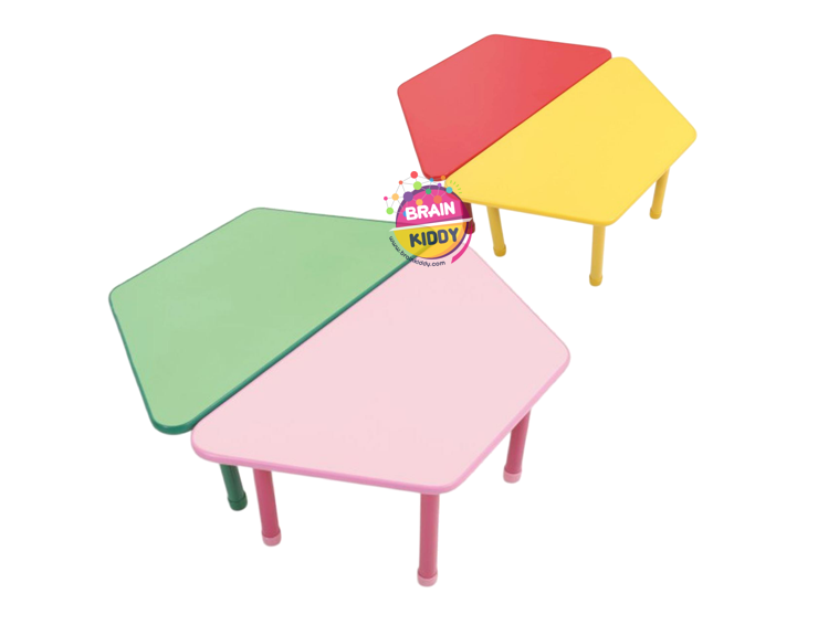 ชุดโต๊ะสี่เหลี่ยมคางหมู ราคาต่อ1สี SET B โต๊ะเก้าอี้นักเรียน,โต๊ะเด็ก,เก้าอี้เด็ก,อนุบาล-ประถม,โต๊ะกิจกรรม,โต๊ะพลาสติกขาเหล็ก,โต๊ะเขียนหนังสือเด็ก สั่งนำเข้า ขนาด 120 x 48-56 ซม.( ยาว x สูง)