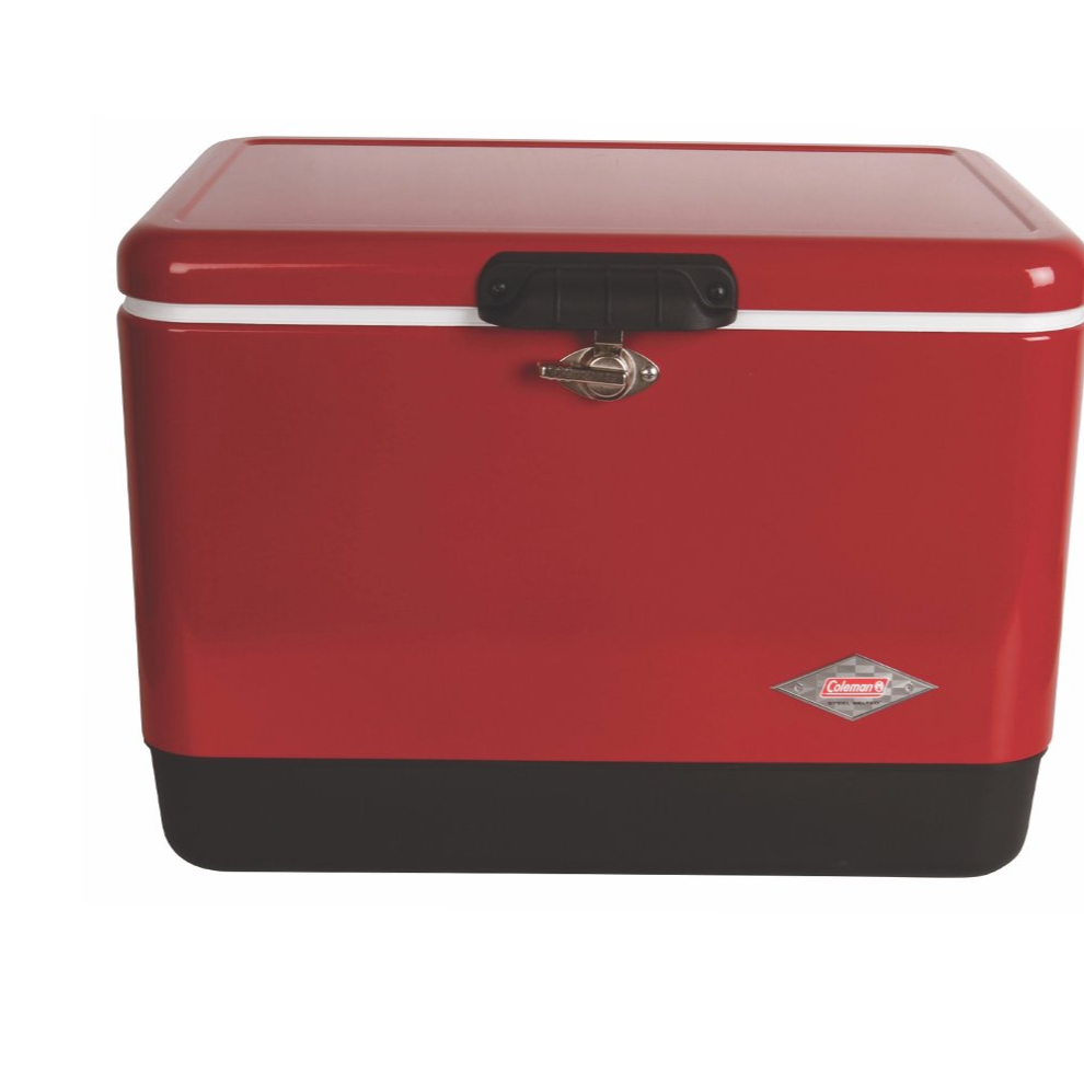 54 Qt / 51 L Stainless Steel Belted Cooler Red 3000006615 TOLC0539