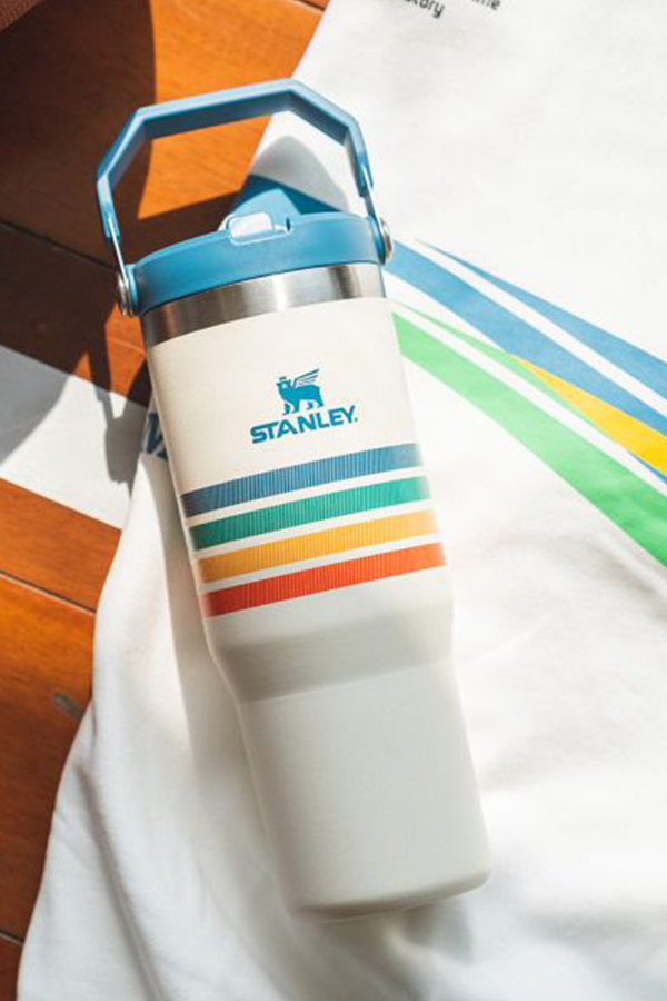 Varsity Iceflow™ Flip Straw Tumbler 30Oz Cream Stripe
