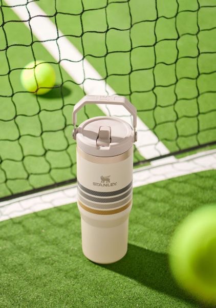 Varsity Iceflow™ Flip Straw Tumbler 30Oz Cream Ash Stripe