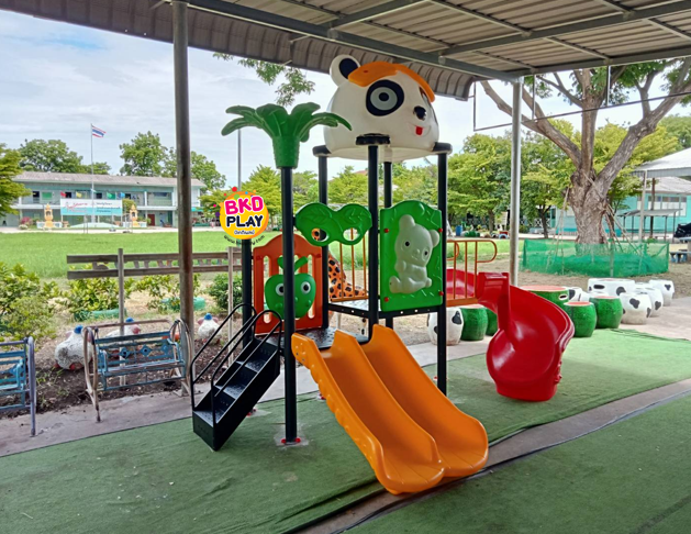 เครื่องเล่นสนามกลางแจ้ง เครื่องเล่นสนามในร่ม, ชุดแพนด้าน้อย ,พร้อมชิงช้า , กระดานลื่น, ของเล่น,ครุภัณฑ์สนามเด็กเล่น, สพฐ,โครงการโรงเรียนประชารัฐ playground,สไลเดอร์,ของเล่นเสริมพัฒนาการ,เครื่องเล่นสนาม, สนามเด็กเล่น