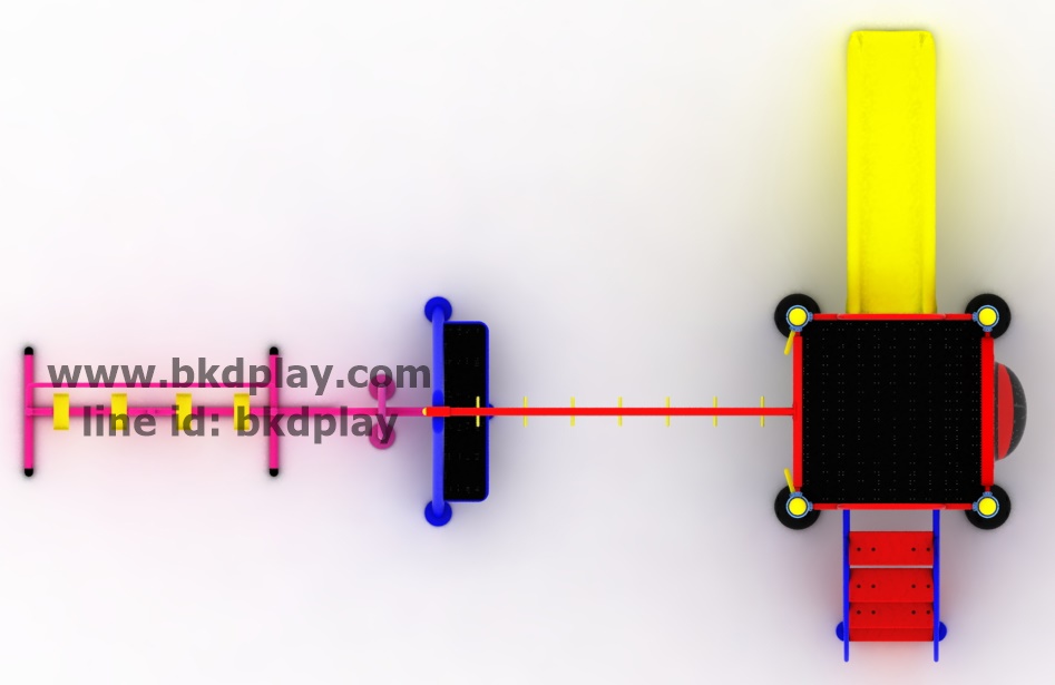 ชุดหอสไลด์80 +ห่วงโหน +เดินอากาศบัดดี้ เครื่องเล่นสนามกลางแจ้ง เหล็ก ของเล่น สั่งทำ 10-20 วัน ขนาด 400x630x220 ซม.
