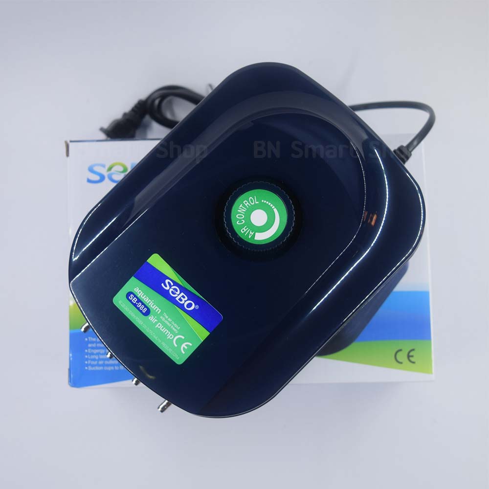 ปั้มลม ปั้มออกซิเจน 4 ทาง SOBO SB-988 ปรับระดับแรงลมด้วยการหมุนปุ่มควบคุม เสียงรบกวนต่ำ