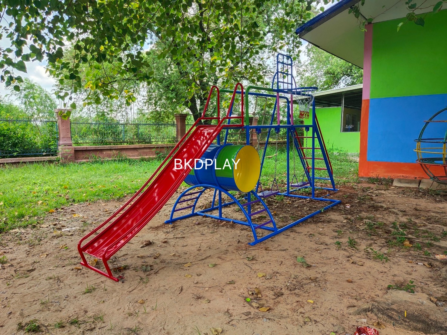 ชุดรวมเชือกถักเล็ก, เครื่องเล่นสนามกลางแจ้ง , เครื่องเล่นสนามแบบเหล็ก,ชิงช้า,สไลเดอร์ OutdoorPlayground, ขนาด 130x350x180 ซม.