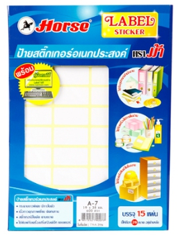 ป้ายสติ๊กเกอร์ [ตราม้า] A7 19x38 มม.