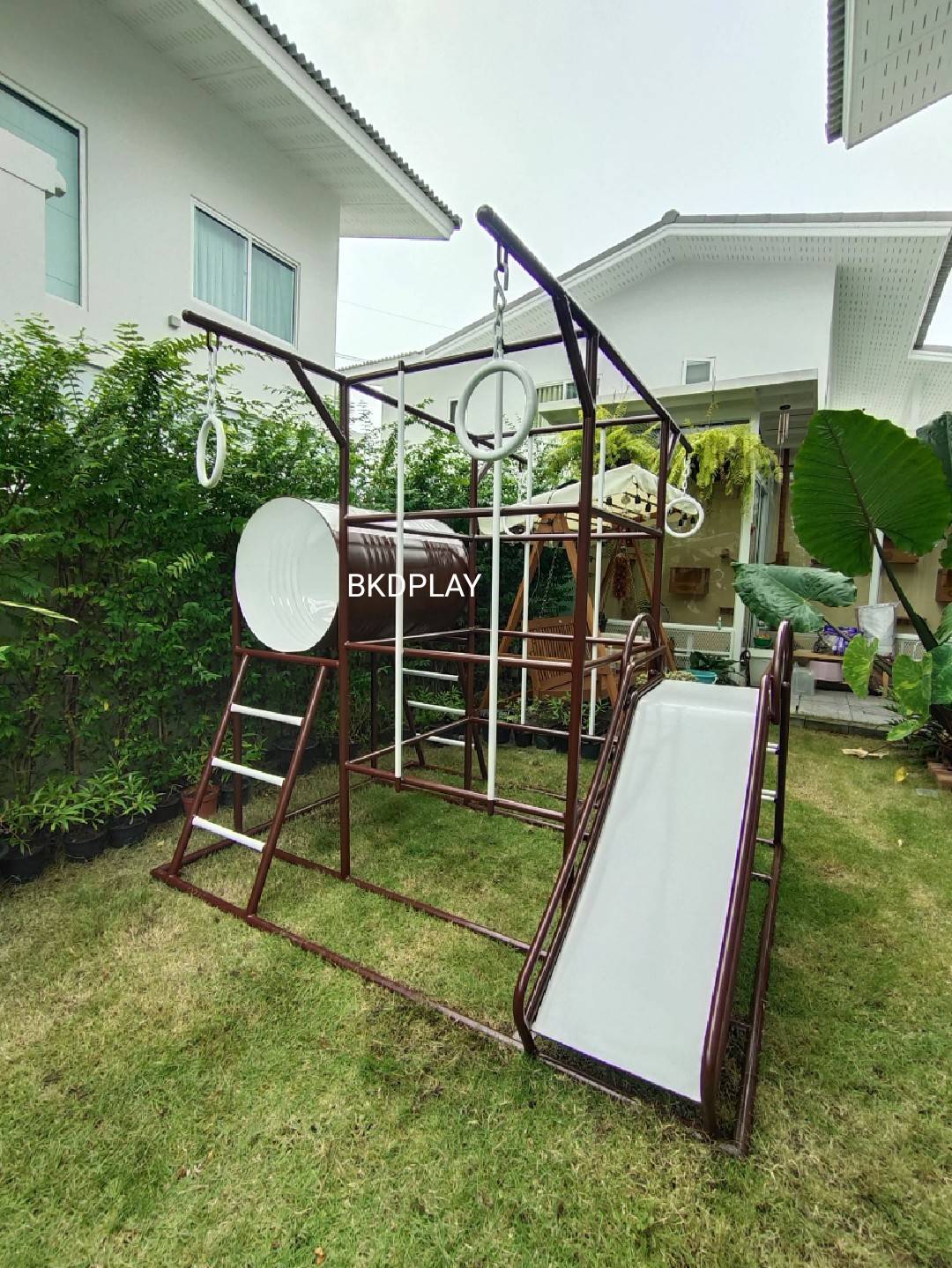 บาร์ปีนป่ายอุโมงค์ลอดกระดานลื่น, เครื่องเล่นสนามกลางแจ้ง , เครื่องเล่นสนามแบบเหล็ก,ชิงช้า,สไลเดอร์,โยกเยกเหล็ก, ม้าหมุน, OutdoorPlayground, ราคาโรงงาน ขนาด 120x150x170 ซม.
