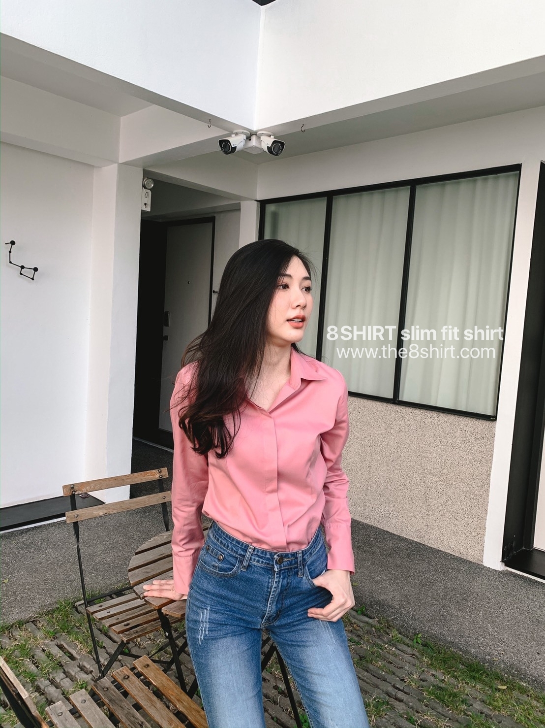 เสื้อเชิ้ตผู้หญิง ชมพูกะปิ (Solf Pink) สลิมฟิต เข้ารูป แขนยาว เสื้อเชิ้ตทำงาน เสื้อยูนิฟอร์ม แบรนด์ 8SHIRT slim fit shirt พร้อมส่ง