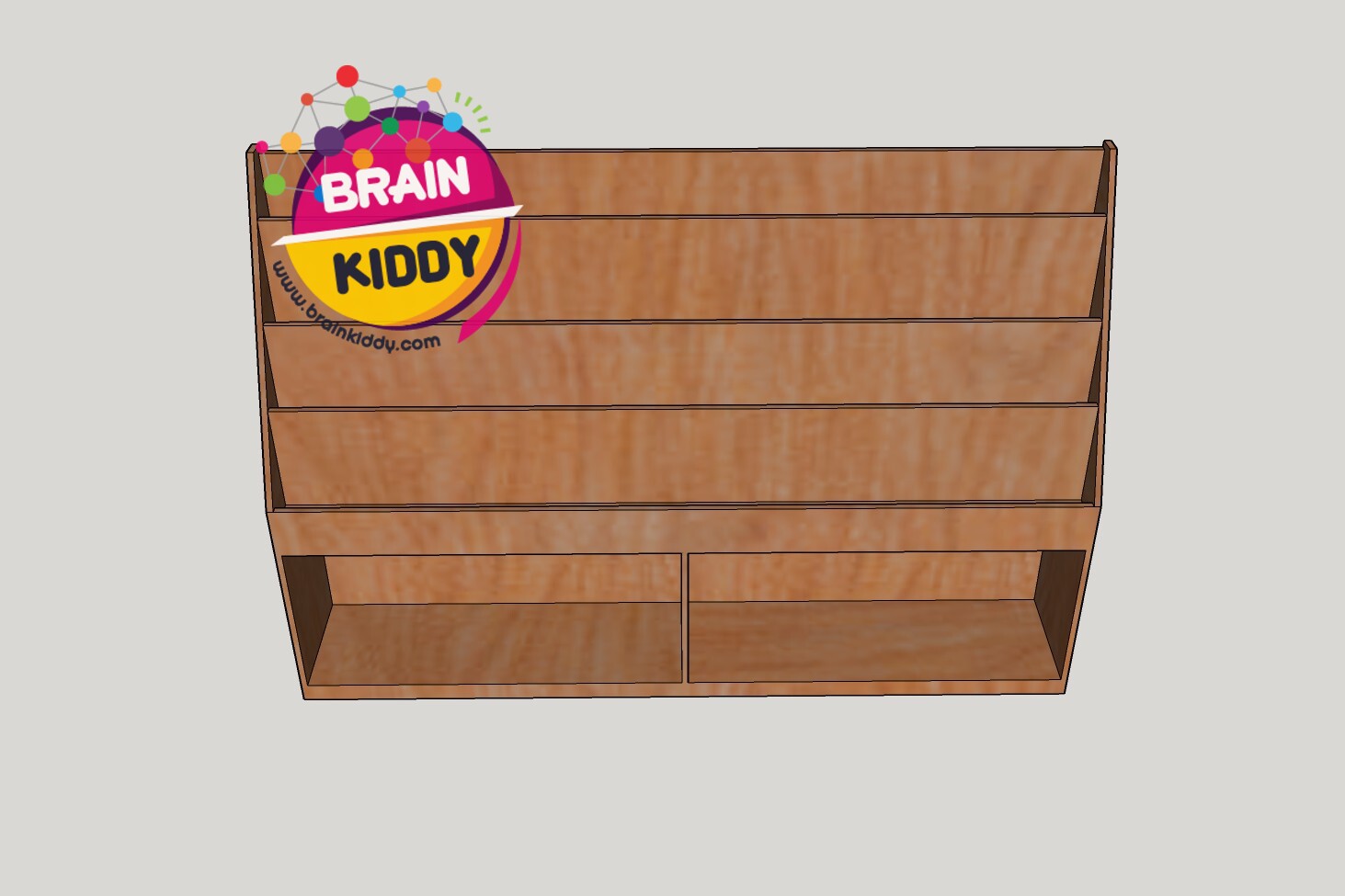 ชั้นหนังสือพร้อม 3 ช่อง พร้อมที่เก็บของ2 ช่อง , เฟอร์นิเจอร์เด็กสั่งทำตามสีและขนาดได้ , เฟอร์นิเจอร์ไม้ , เฟอร์นิเจอร์เด็ก ขนาด 24 x 122 x 89 ซม.