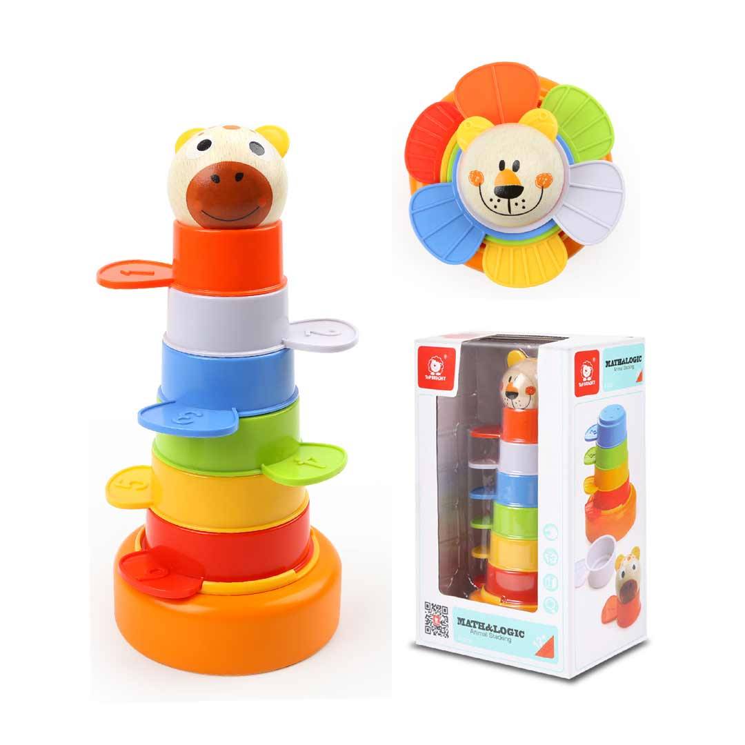 หอคอยสัตว์ซ่อนถ้วยสี 6สี , ตัวต่อ, หอคอย 6 สี, ของเล่นเสริมทักษะการเรียนรู้, ของเล่นเสริมพัฒนาการเด็กอนุบาล, สื่อการสอนปฐมวัย, พร้อมส่ง