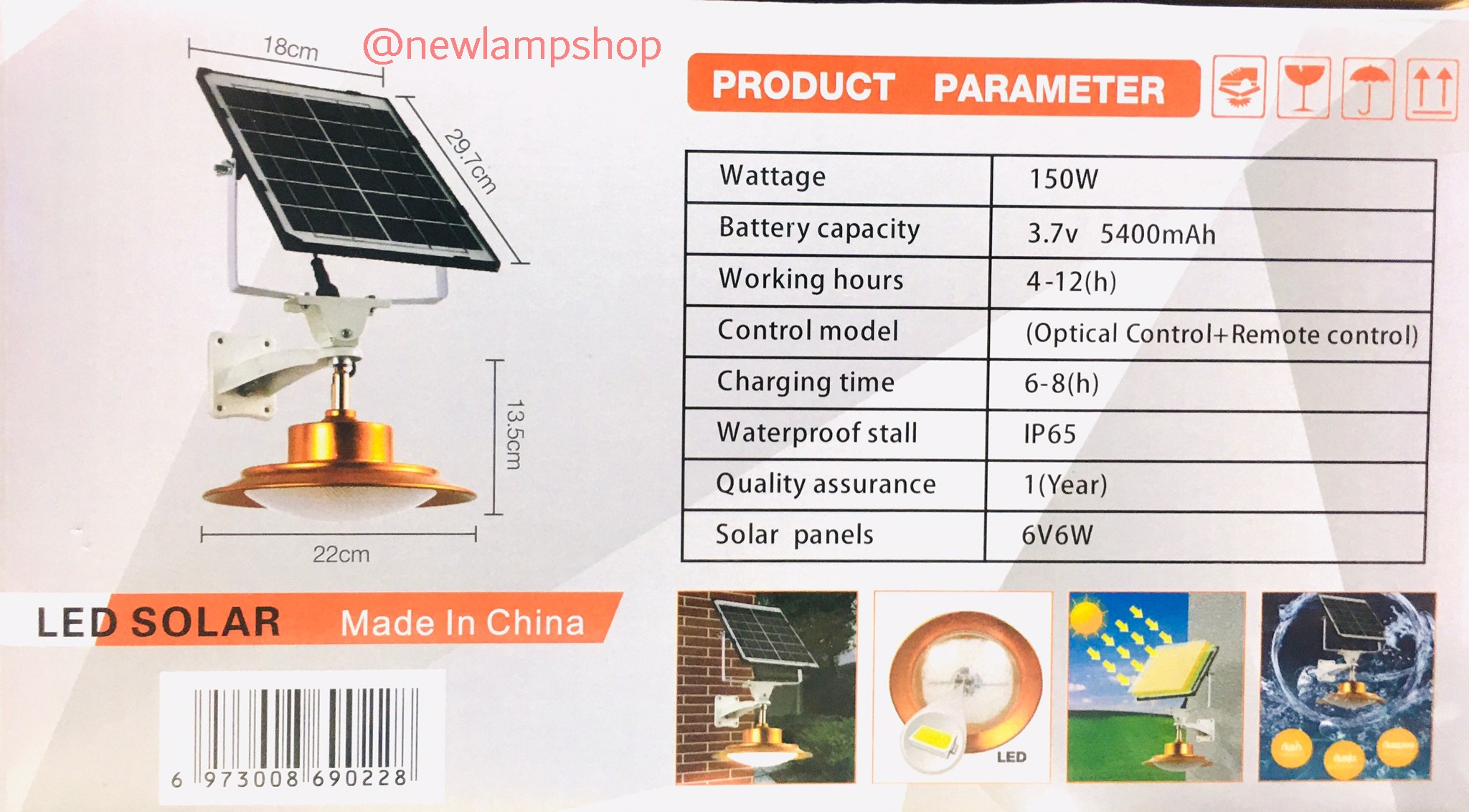 โคมแขวนวินเทจ หลอดไฟ UFO+แผงSolar Cell 150W