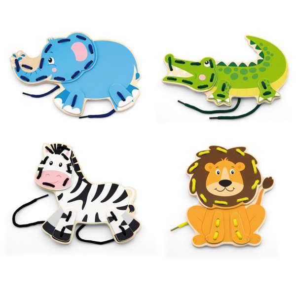 ชุดสัตว์ป่า 3 มิติ ฝึกร้อยเชือก จำนวน 4 ชิ้น ฝึกการบังคับมือ และส่งเสริมสมาธิ ของเล่นเสริมพัฒนาการ, ของเล่นพร้อมส่ง