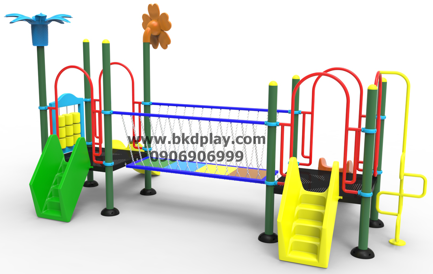 ชุดหอสะพานโซ่แขวนสไลด์70 เครื่องเล่นสนาม กลางแจ้ง เหล็ก, สไลเดอร์,ของเล่น สั่งทำ 10-20 วัน ขนาด 300x490x250 ซม.