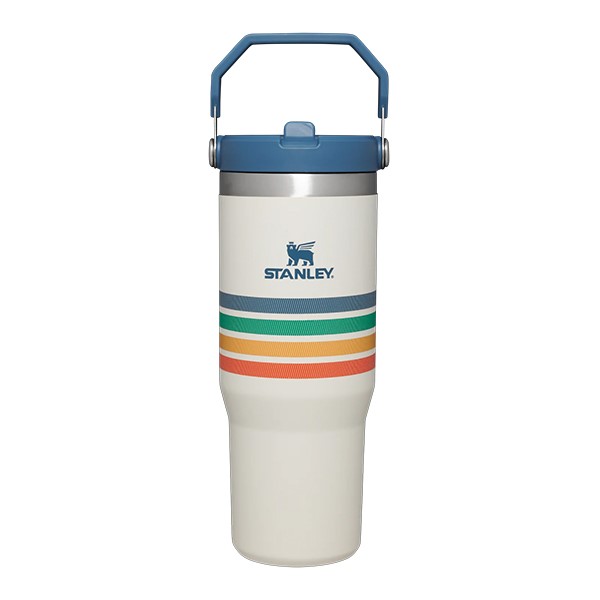 Varsity Iceflow™ Flip Straw Tumbler 30Oz Cream Stripe
