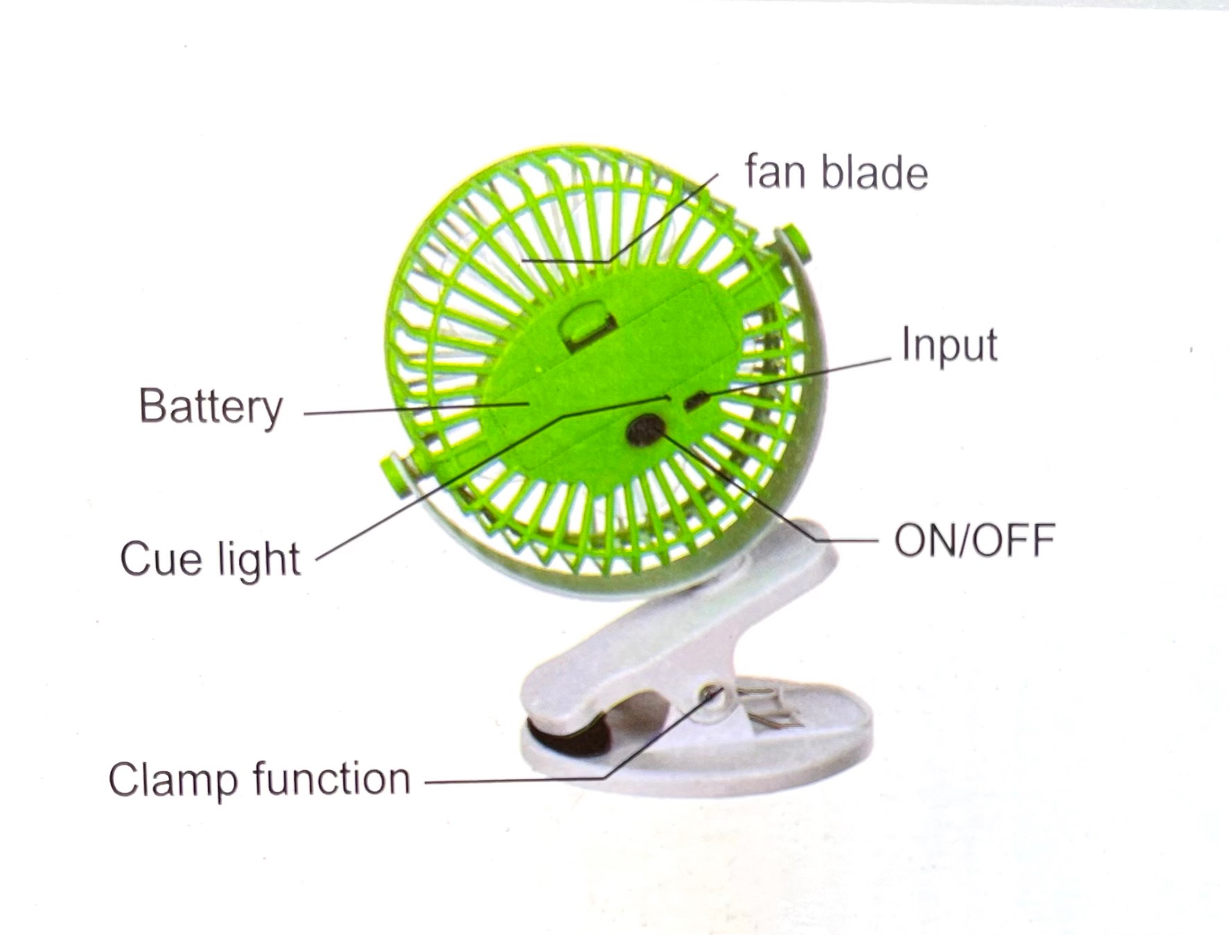 พัดลมแบบขาหนีบ ใส่ถ่านชาร์จ พร้อมสายชาร์จUSB YT-M2027 เส้นผ่านศูนย์กลาง 13 cm