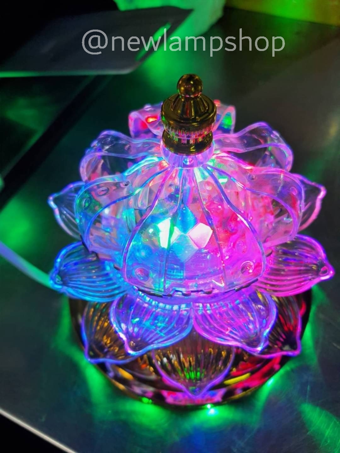 โคมไฟประดับ LED มงกุฎดอกบัว หมุนได้ ใช้ไฟบ้าน 220V