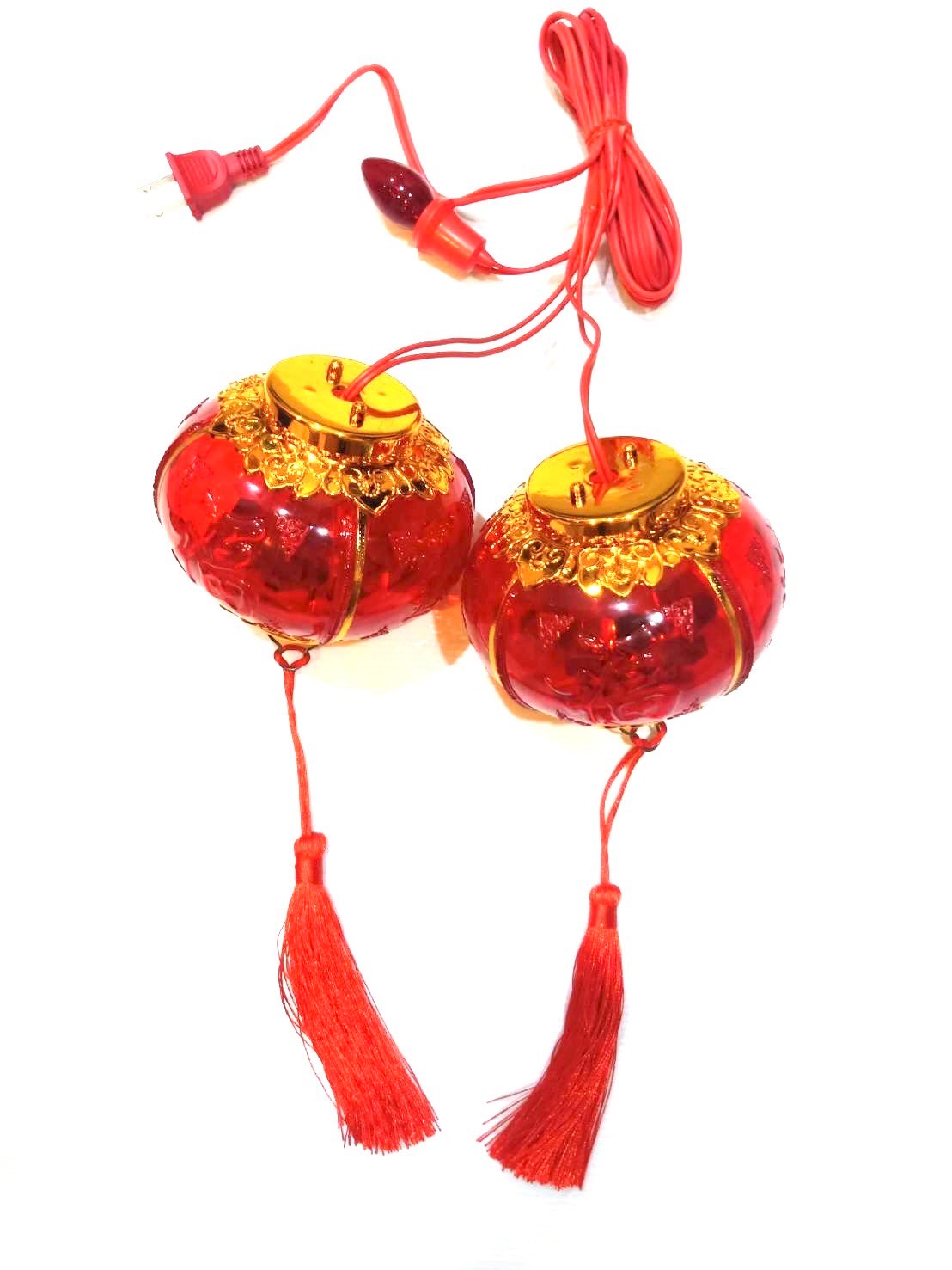 เต็งลั๊งคริสตัสแดง ทรงฟักทอง 4” สำหรับตกแต่งศาลเจ้า