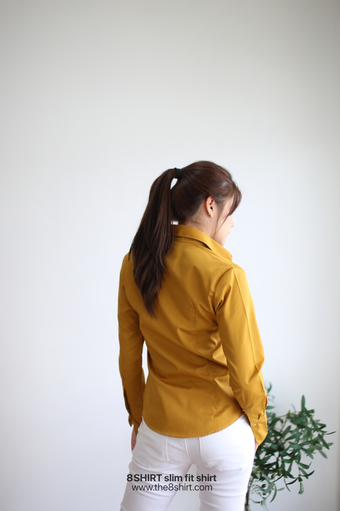 เสื้อเชิ้ตผู้หญิง สีเหลืองมัสตาร์ด (Mustard yellow) สลิมฟิต เข้ารูป แขนยาว เสื้อเชิ้ตทำงาน เสื้อยูนิฟอร์ม แบรนด์ 8SHIRT slim fit shirt พร้อมส่ง
