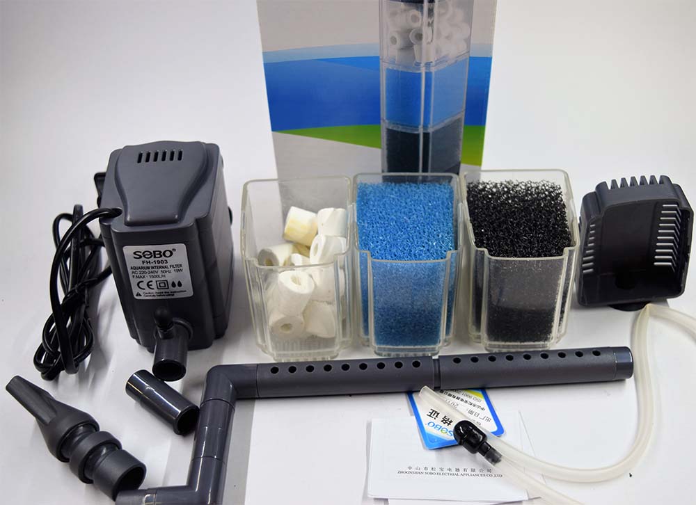 ปั้มน้ำพร้อมกรองภายในตู้ปลา SOBO FH-1903 วัสดุกรอง 3 ชั้น ปรับเปลี่ยนได้ตามชอบ