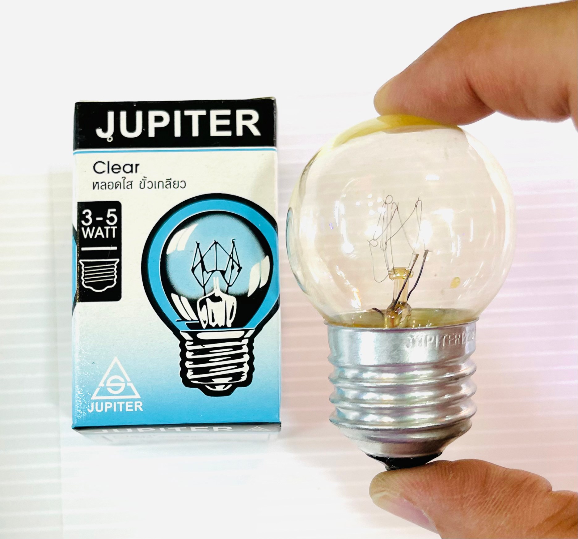 หลอดปิงปองใส 3-5W สีวอร์ม E27/ B22 คละยี่ห้อ Jupiter หรือ Wirelamp