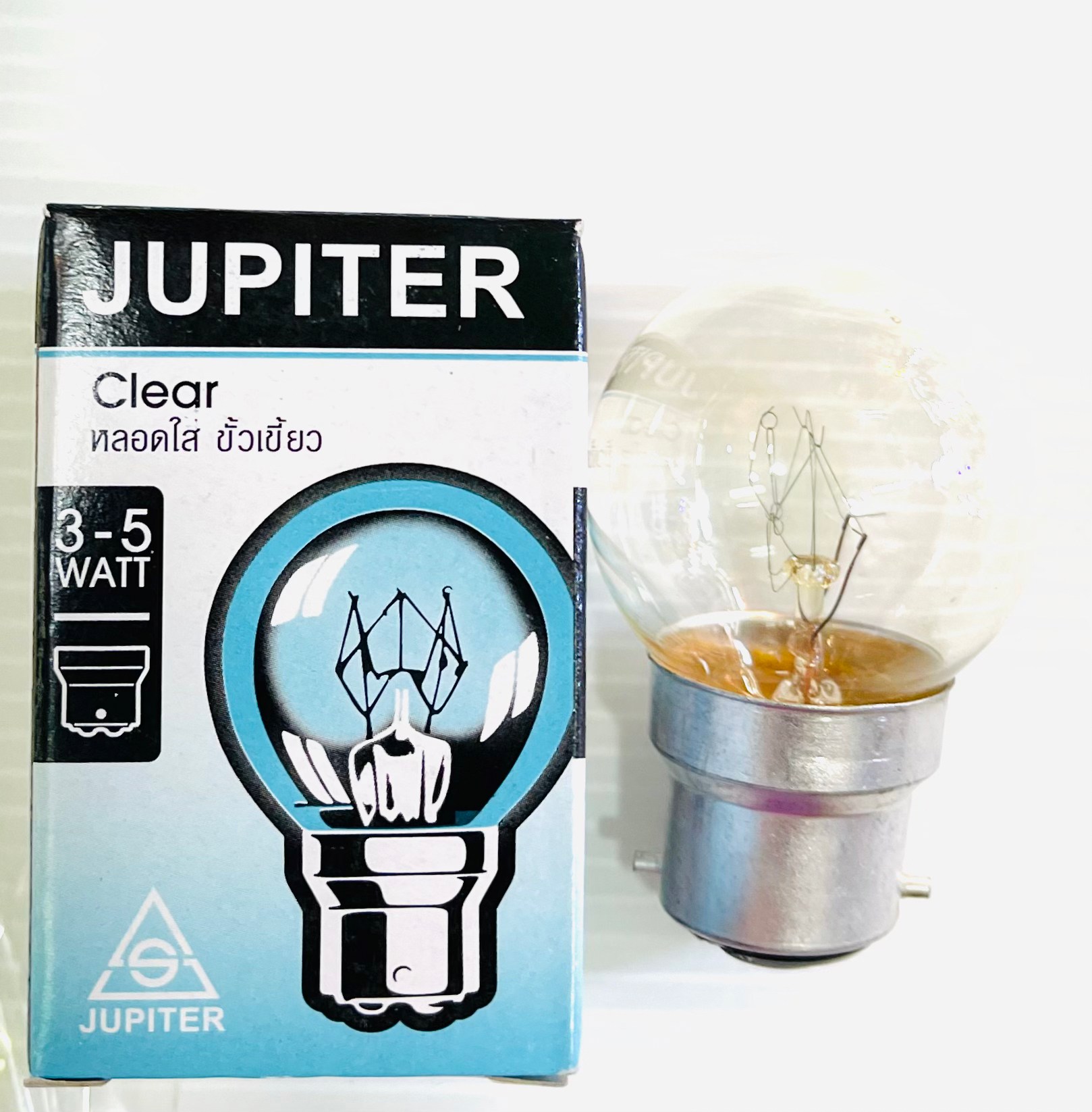 หลอดปิงปองใส 3-5W สีวอร์ม E27/ B22 คละยี่ห้อ Jupiter หรือ Wirelamp