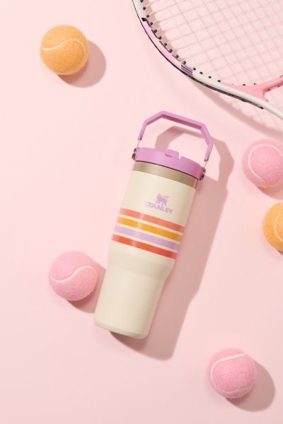 Varsity Iceflow™ Flip Straw Tumbler 30Oz Cream Lilac Stripe