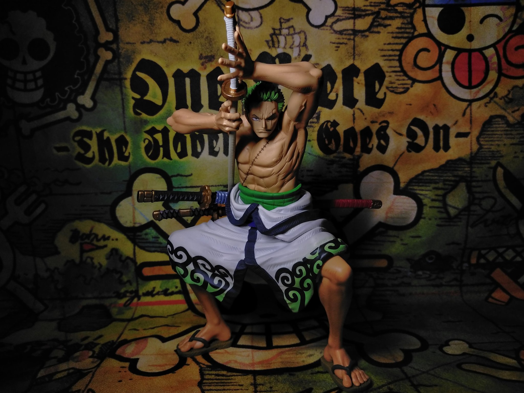 Zoro Wano (The Brush) ของแท้ JP แมวทอง - Super Master Stars Piece Banpresto [โมเดลวันพีช]