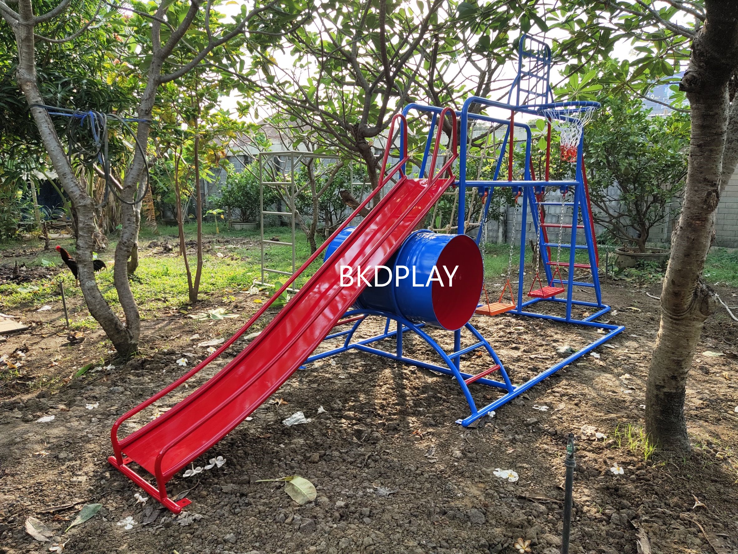 ชุดรวมเชือกถักเล็ก, เครื่องเล่นสนามกลางแจ้ง , เครื่องเล่นสนามแบบเหล็ก,ชิงช้า,สไลเดอร์ OutdoorPlayground, ขนาด 130x350x180 ซม.