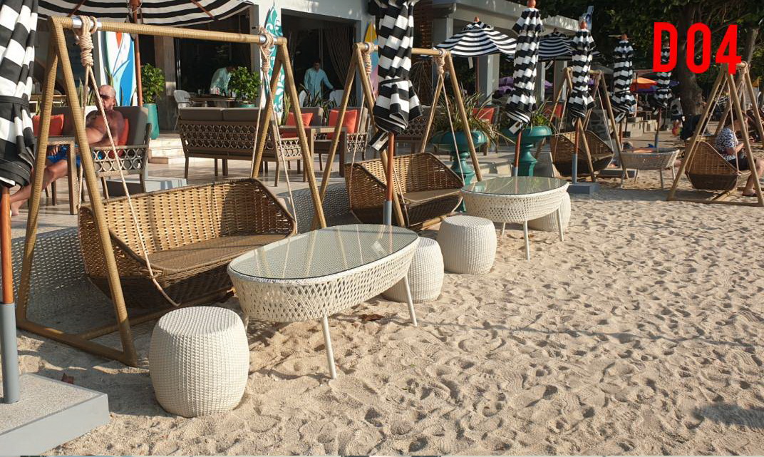 โซฟาแขวน พร้อมโครงเสาขนาดใหญ่ สายด้วยเส้นหวายเทียม สวยเท่ ทน (ไม่รวมเบาะ)