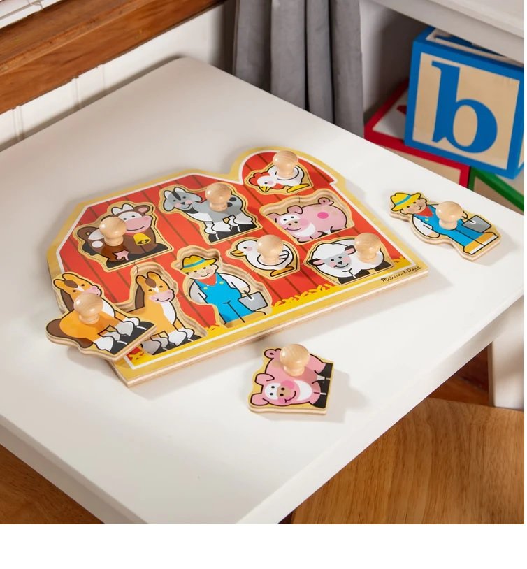 พัซเซิลแบบมีที่จับขนาดจัมโบ้ รุ่นฟาร์ม Large Farm Jumbo Knob รุ่น 3391 Melissa&Doug, ของเล่นเสริมพัฒนาการ, ของเล่นเด็ก,พร้อมส่ง