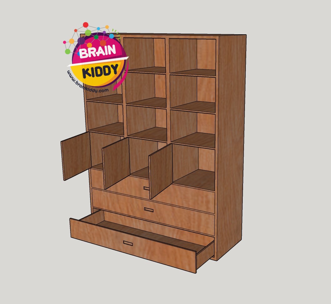 ชั้นเก็บกระเป๋าและที่นอน (9 ช่อง ทรงสูง), เฟอร์นิเจอร์เด็กสั่งทำตามสีและขนาดได้ , เฟอร์นิเจอร์ไม้ , เฟอร์นิเจอร์เด็ก