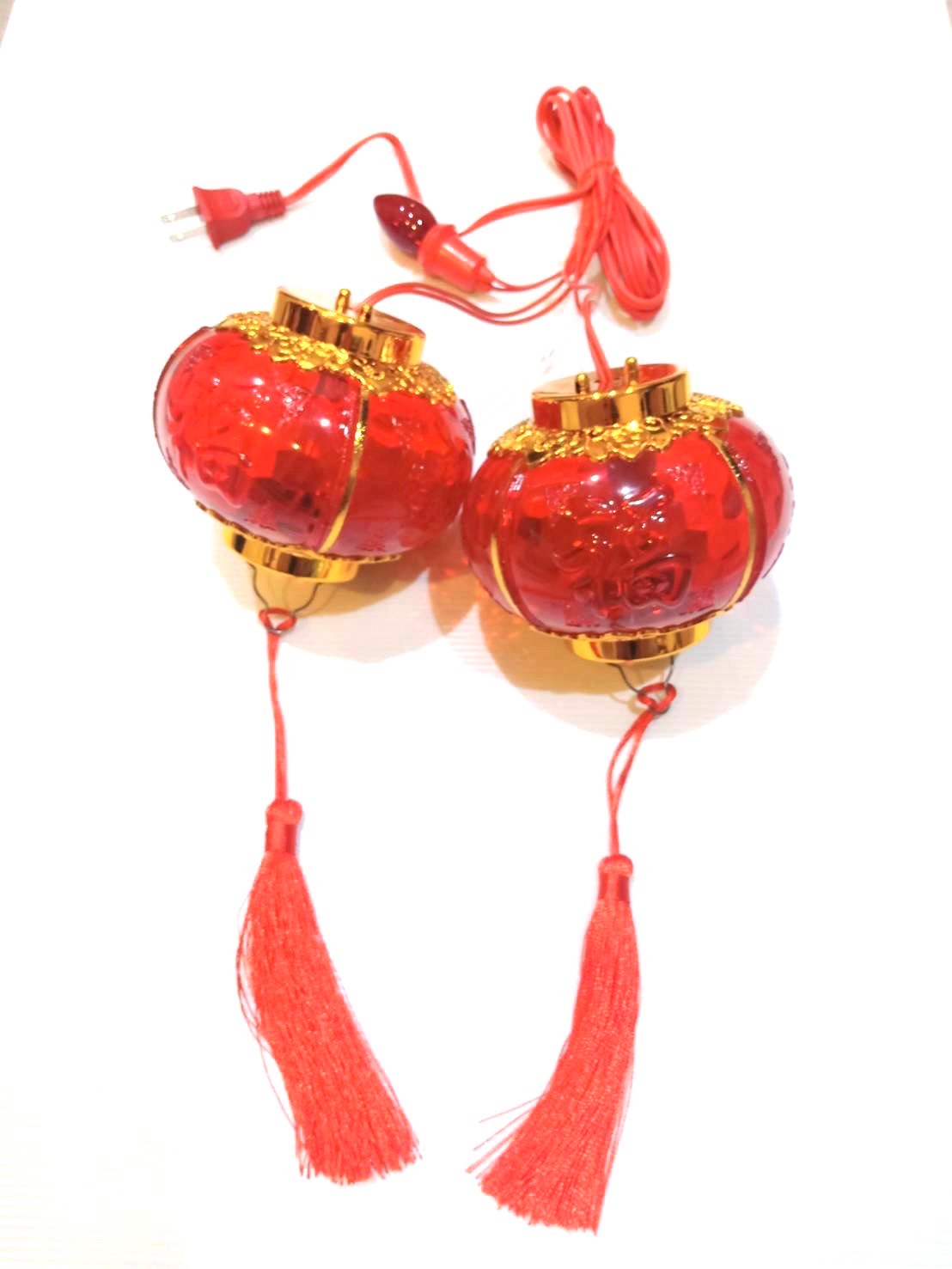 เต็งลั๊งคริสตัสแดง ทรงฟักทอง 4” สำหรับตกแต่งศาลเจ้า