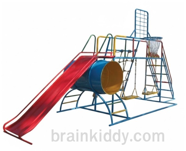 ชุดรวมเชือกถักเล็ก, เครื่องเล่นสนามกลางแจ้ง , เครื่องเล่นสนามแบบเหล็ก,ชิงช้า,สไลเดอร์ OutdoorPlayground, ขนาด 130x350x180 ซม.
